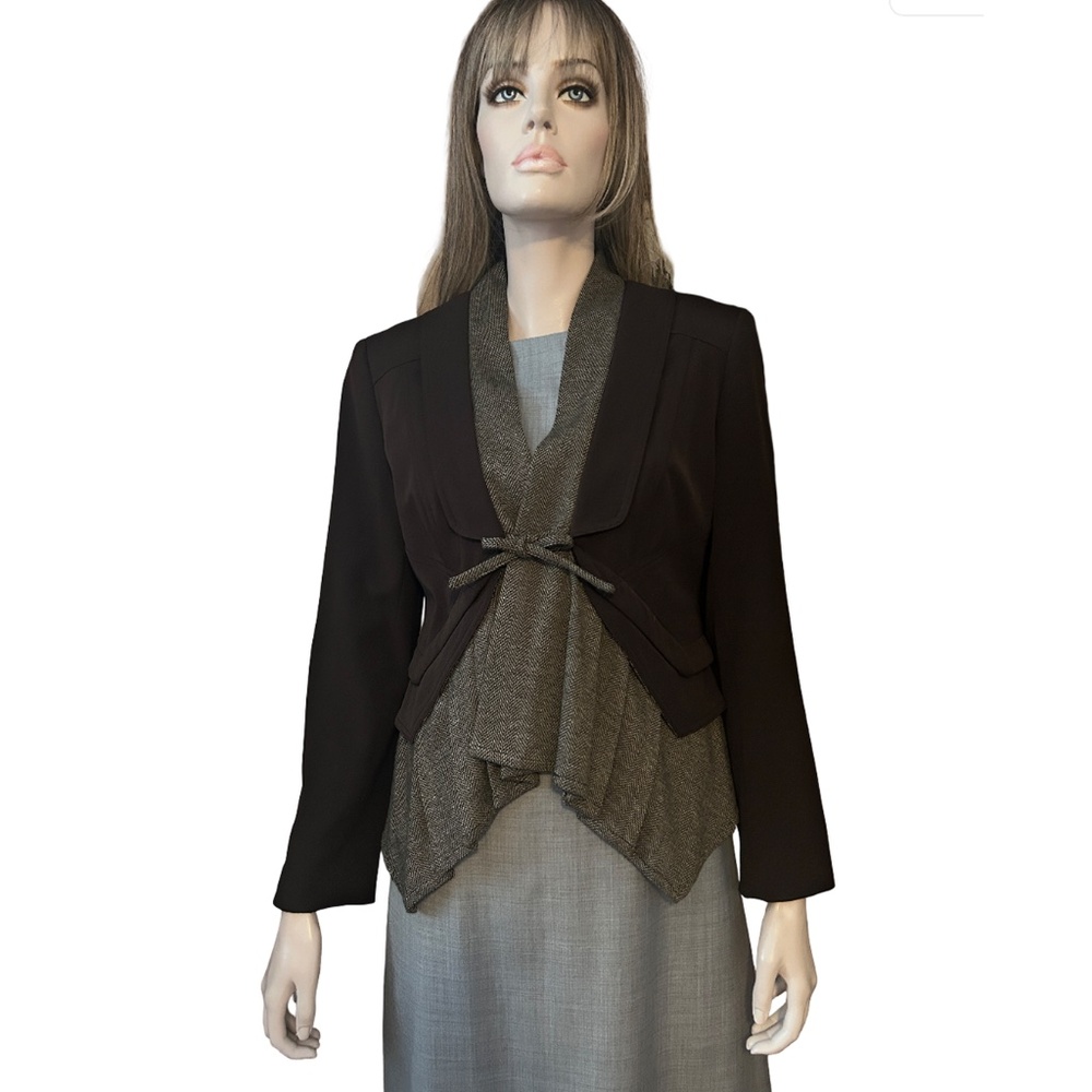 Bianca Nygard Layered Rayon Blend Peplum Blazer Jacket Asymmetrical Petite